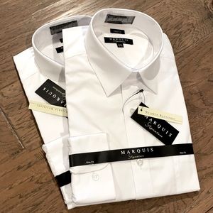 2 brand new white slim fit dress shirts